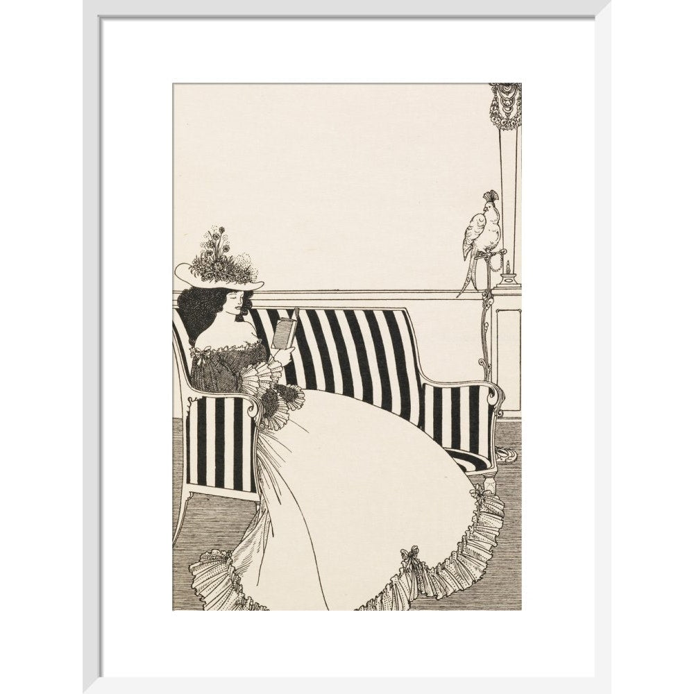 Woman Reading print in white frame