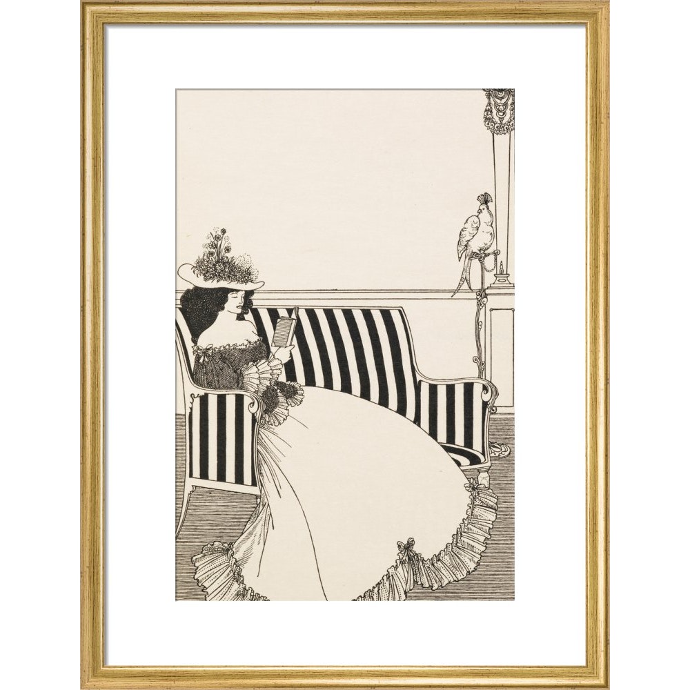 Woman Reading print in gold frame