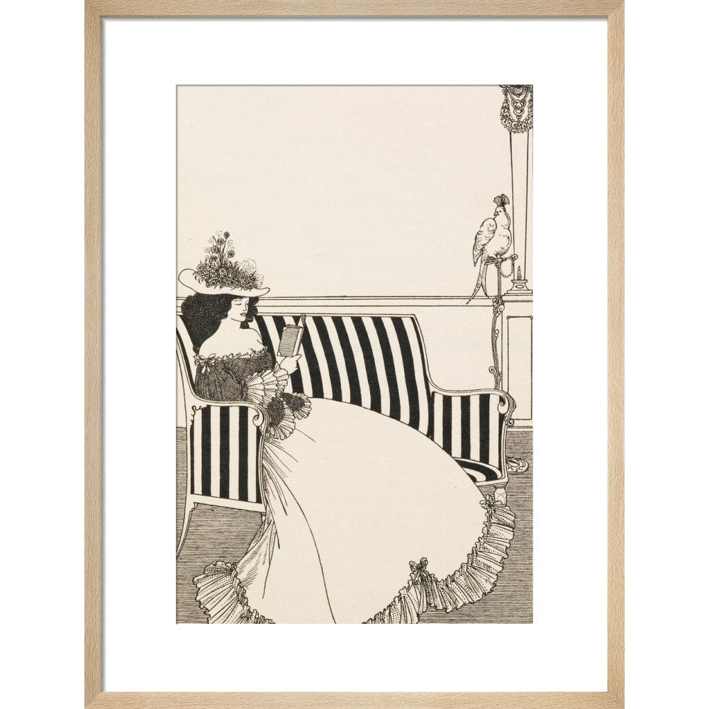 Woman Reading print in natural frame