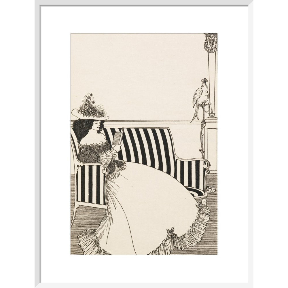 Woman Reading print in white frame