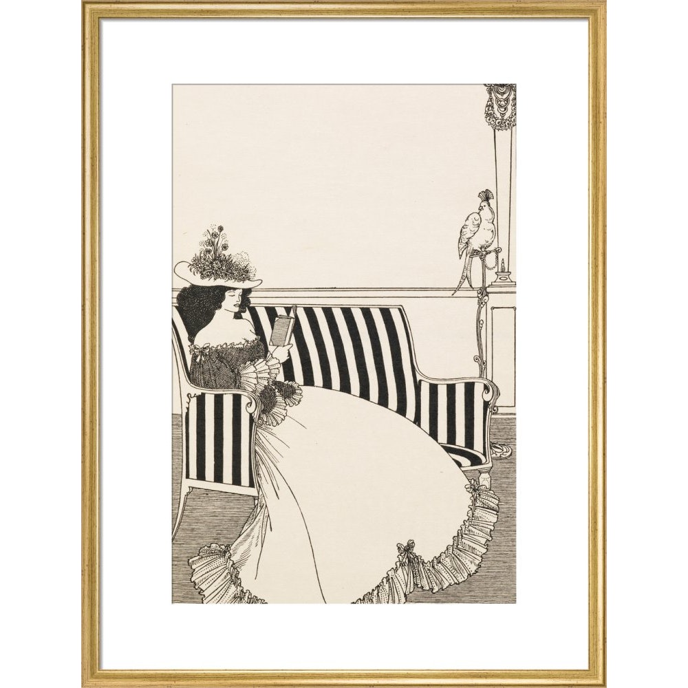 Woman Reading print in gold frame