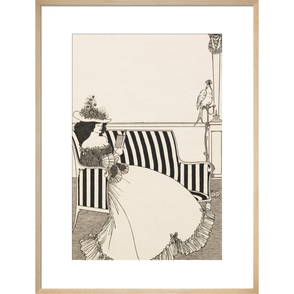 Woman Reading print in natural frame
