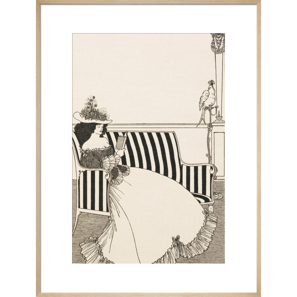 Woman Reading print in natural frame