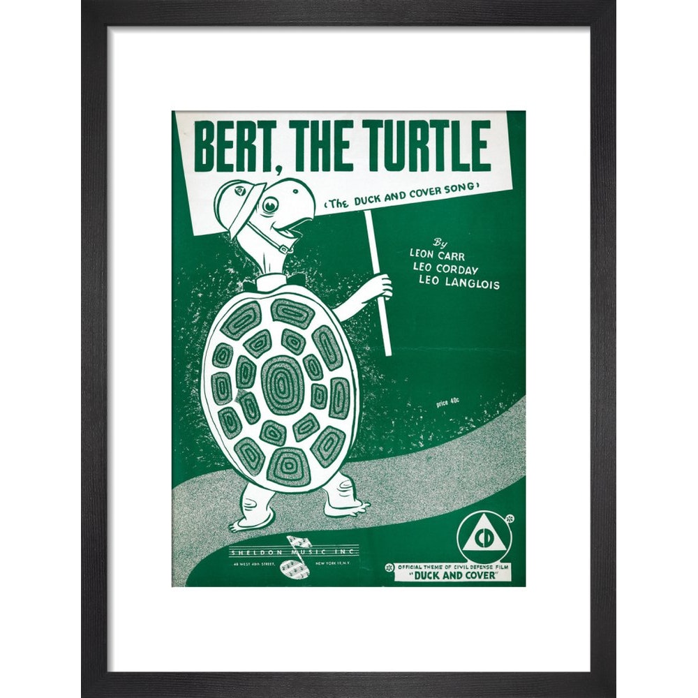 Bert, the Turtle: The Duck and Cover Song print in black frame