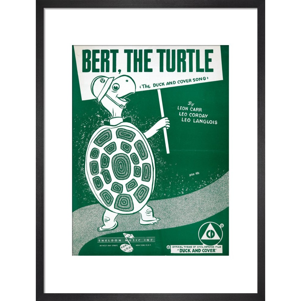 Bert, the Turtle: The Duck and Cover Song print in black frame