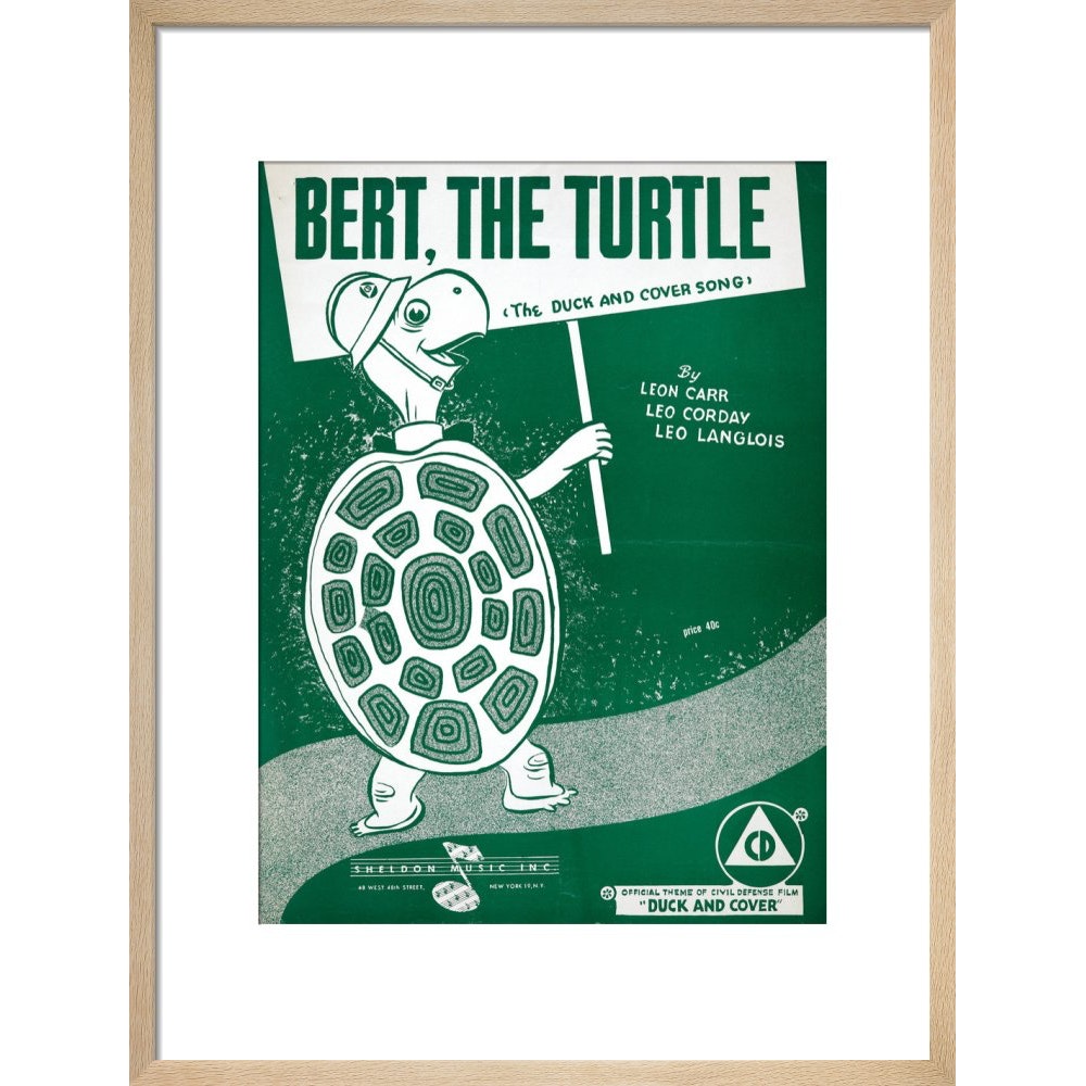 Bert, the Turtle: The Duck and Cover Song print in natural frame