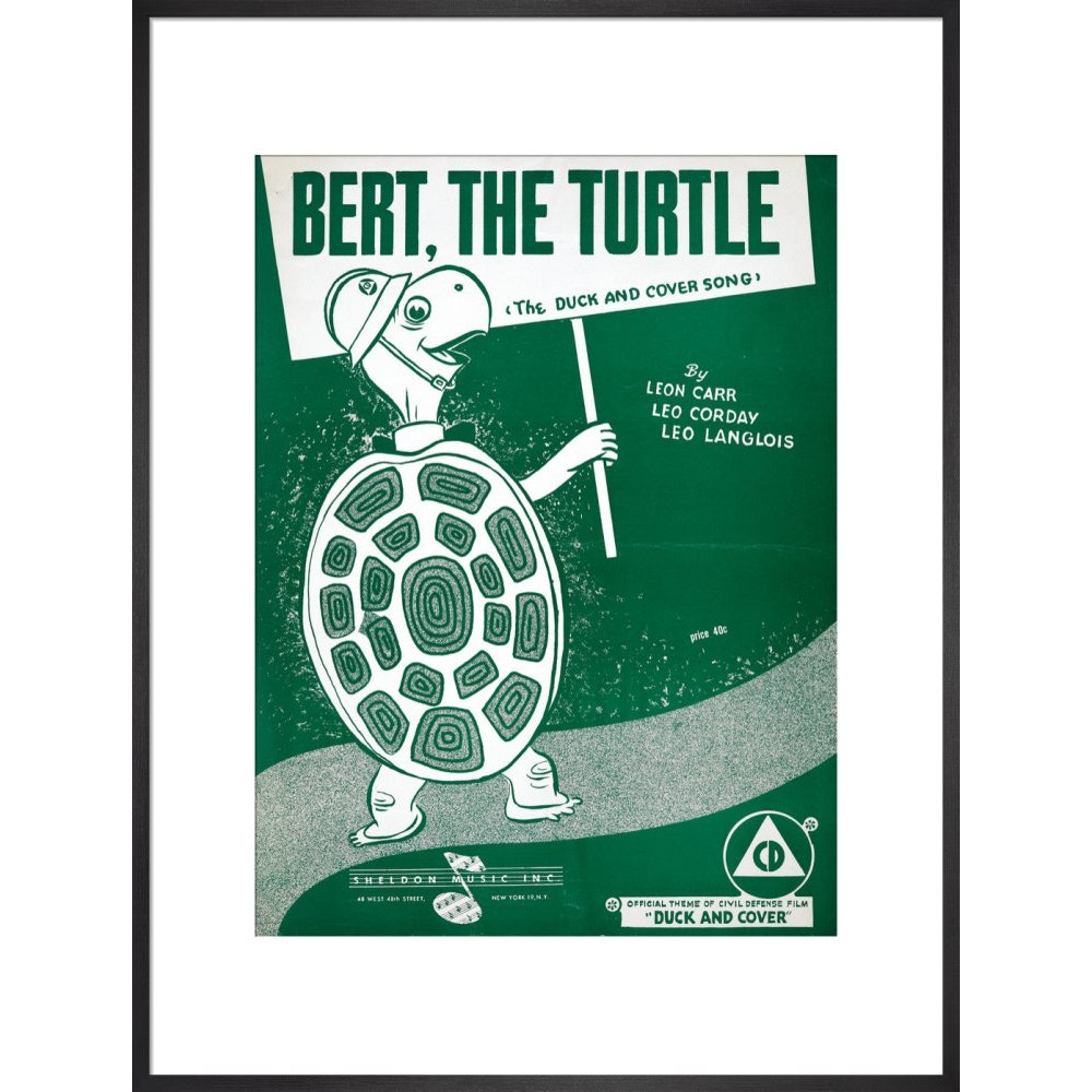 Bert, the Turtle: The Duck and Cover Song print in black frame