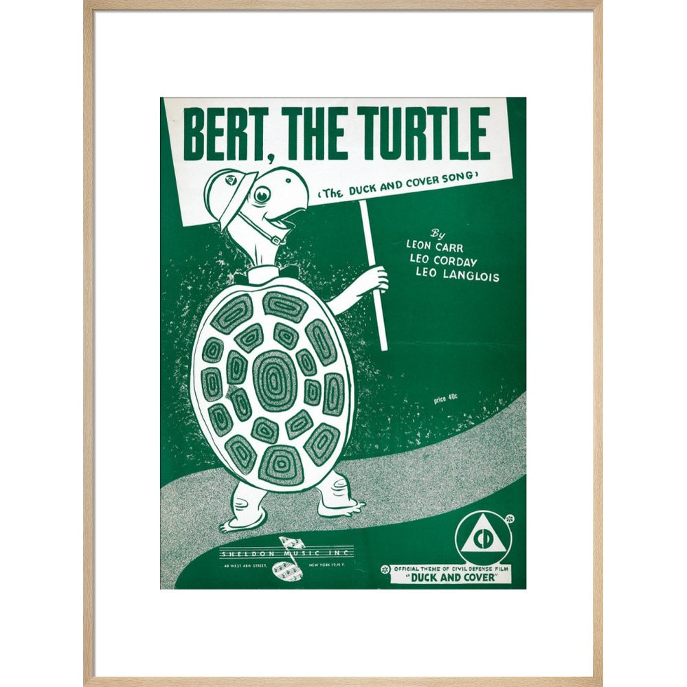 Bert, the Turtle: The Duck and Cover Song print in natural frame