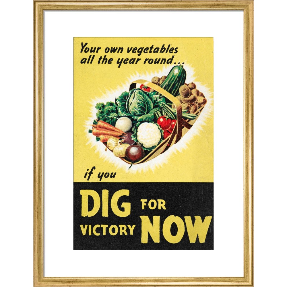 Dig for Victory Now print in gold frame