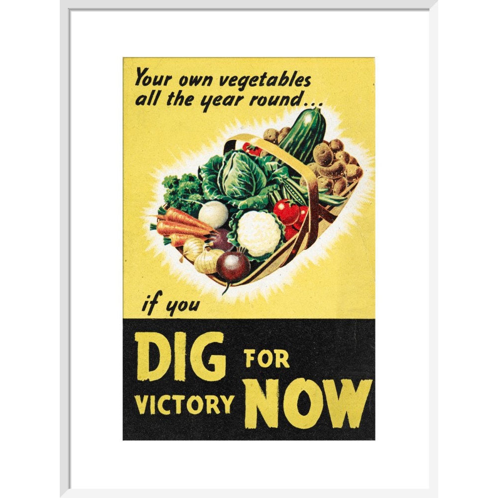 Dig for Victory Now print in white frame