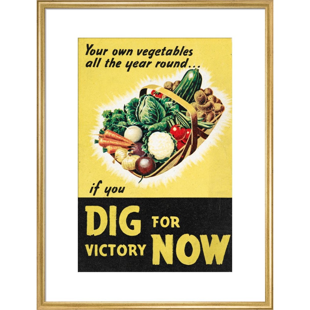 Dig for Victory Now print in gold frame