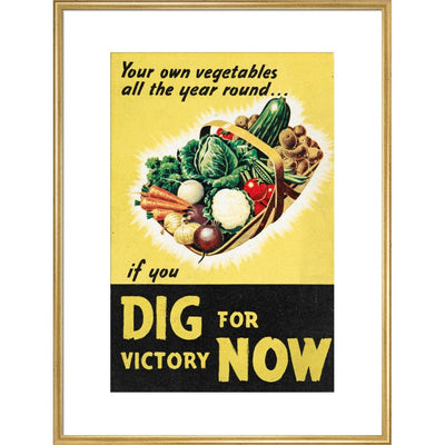 Dig for Victory Now print in gold frame