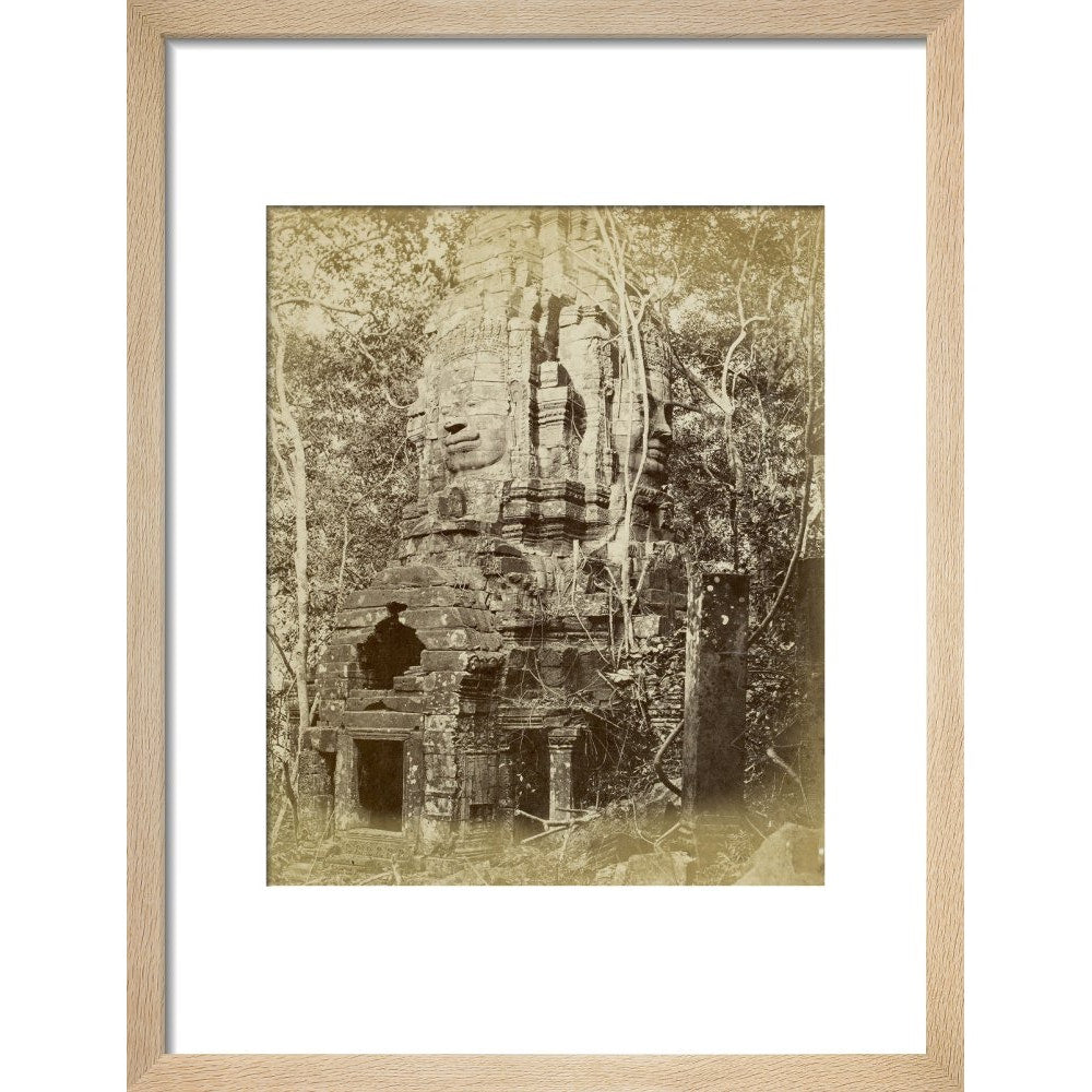 Tower of Prea Sat Ling Poun print in natural frame