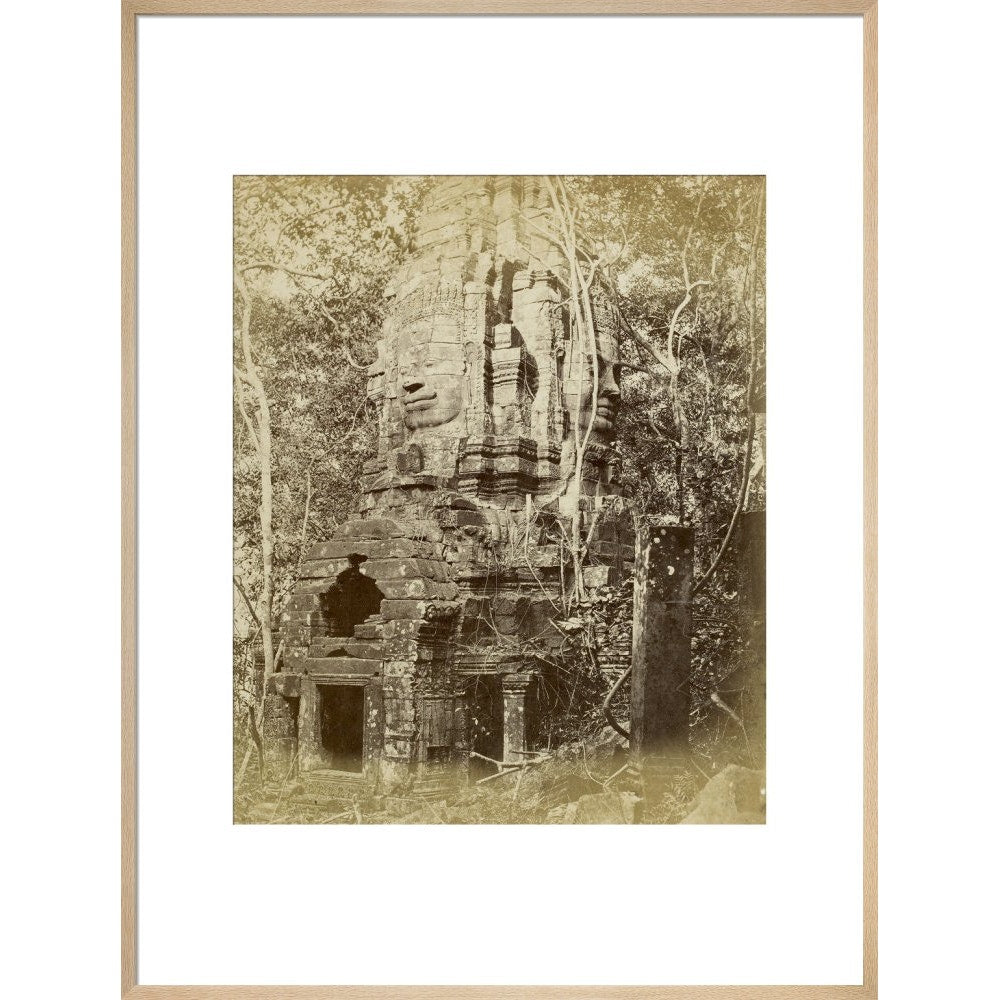 Tower of Prea Sat Ling Poun print in natural frame