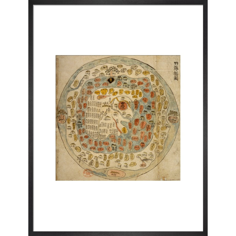 A Korean World Map print in black frame