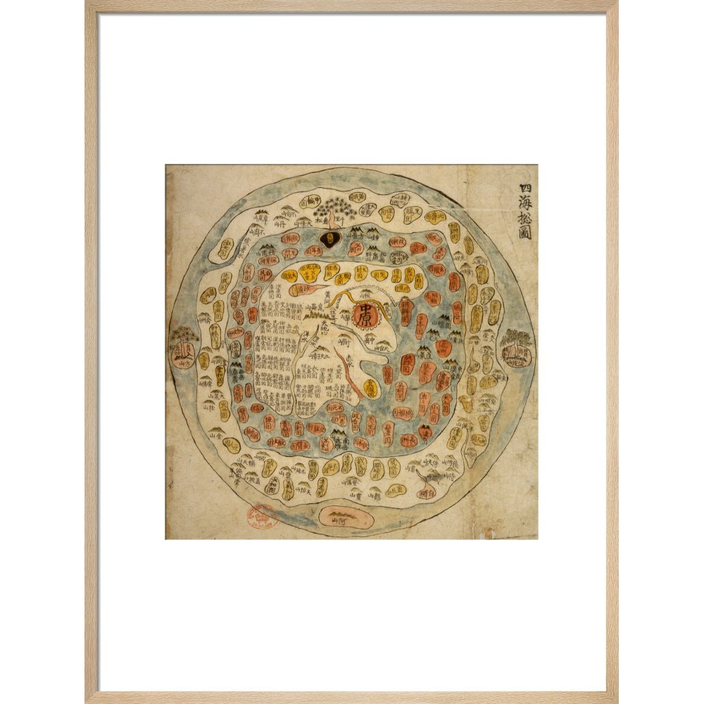 A Korean World Map print in natural frame