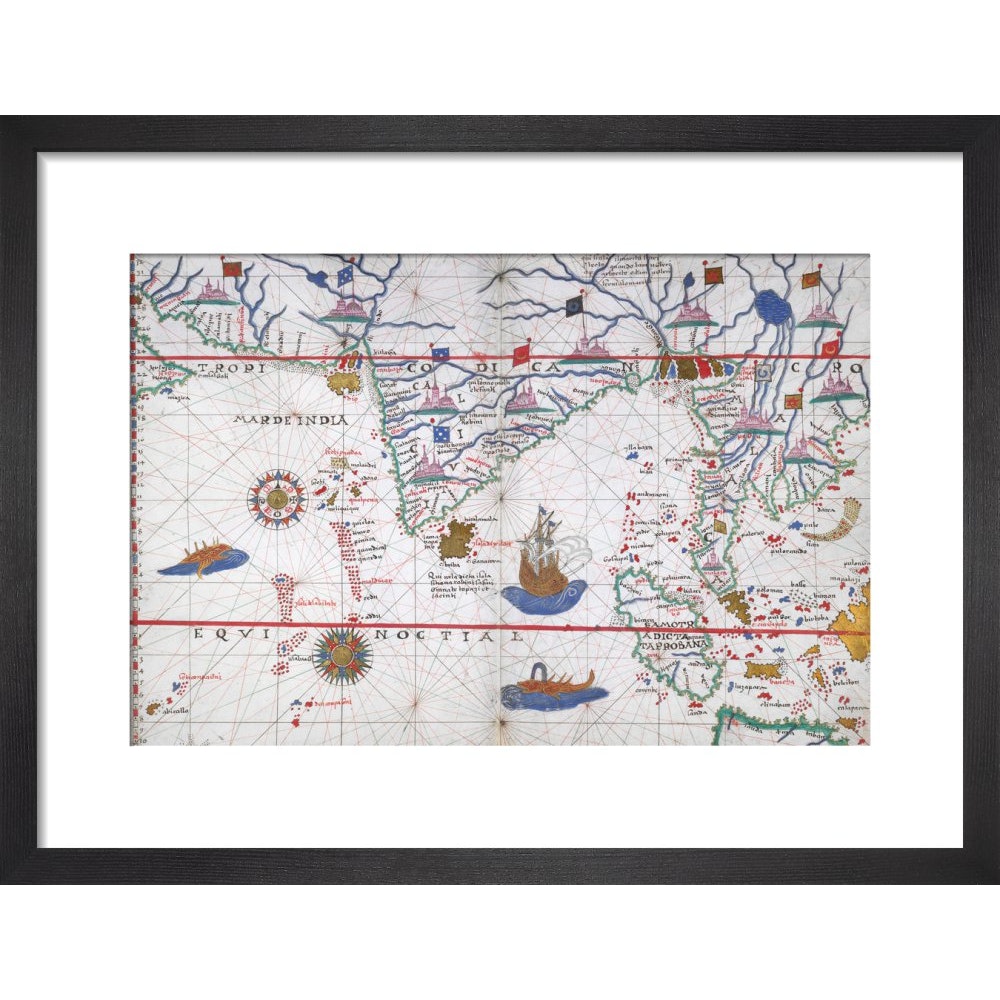 Chart of the Indian Ocean print in black frame