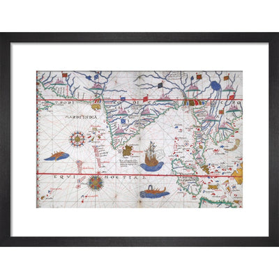 Chart of the Indian Ocean print in black frame