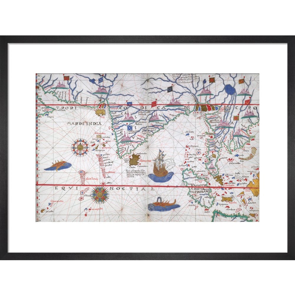Chart of the Indian Ocean print in black frame