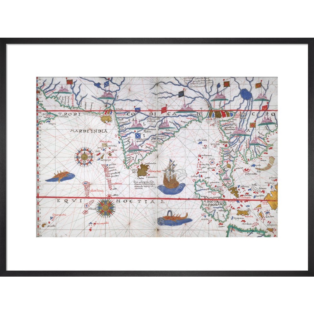 Chart of the Indian Ocean print in black frame