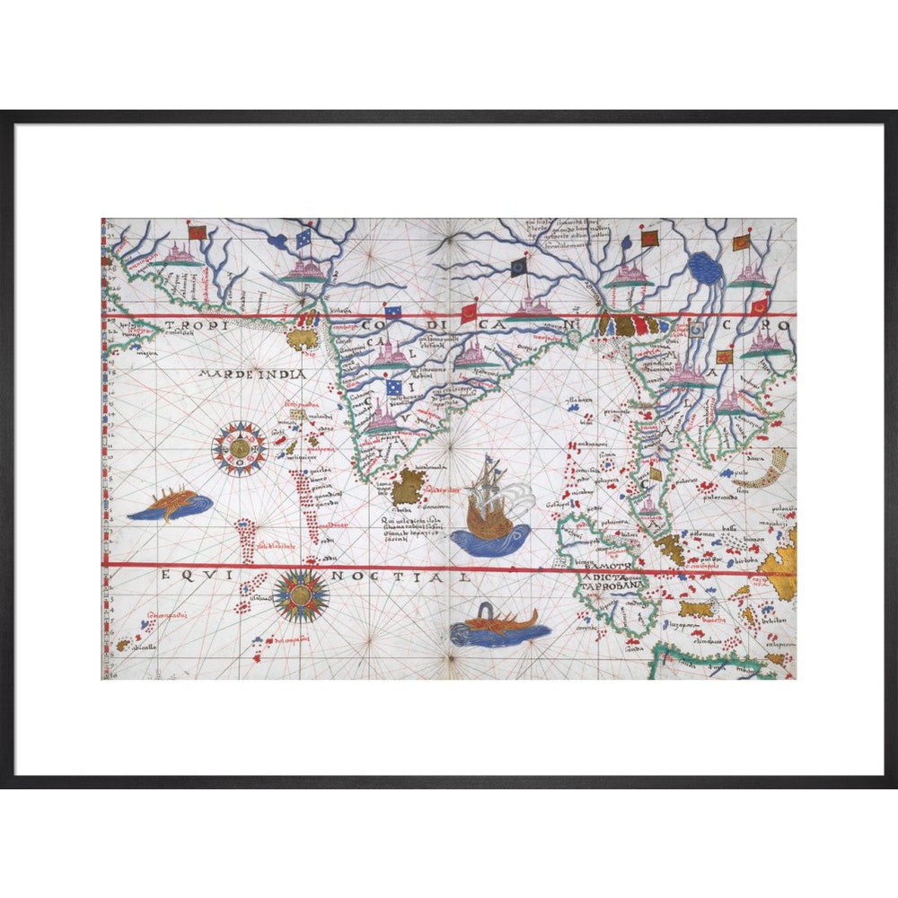 Chart of the Indian Ocean print in black frame