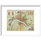 London and Westminster Rebuilt after the Great Fire of London Map print in white frame