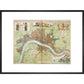 London and Westminster Rebuilt after the Great Fire of London Map print in black frame