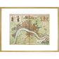 London and Westminster Rebuilt after the Great Fire of London Map print in gold frame