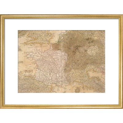 Map of Europe print in gold frame