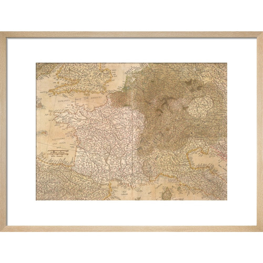 Map of Europe print in natural frame