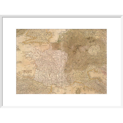 Map of Europe print in white frame