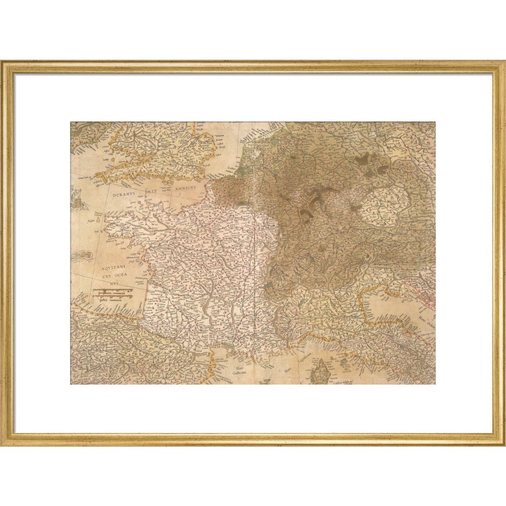 Map of Europe print in gold frame