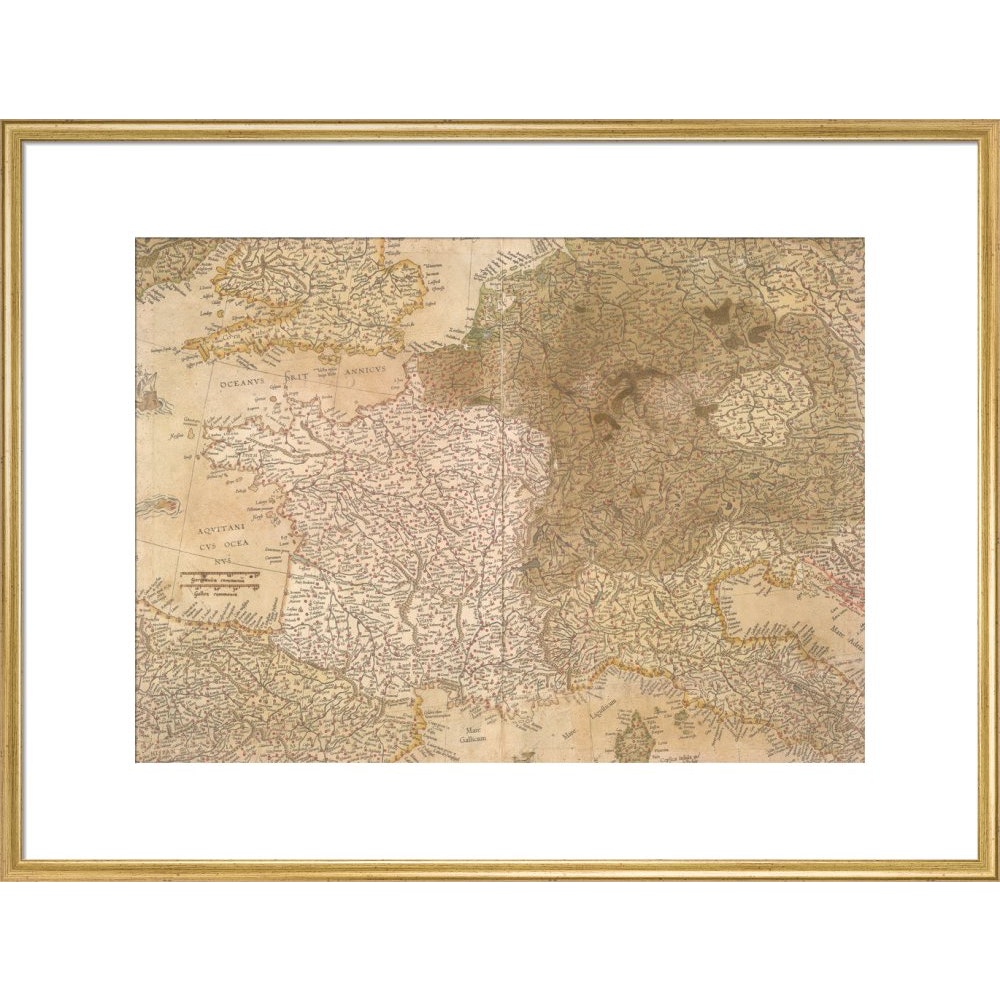 Map of Europe print in gold frame