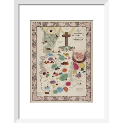 Map of Human Life print in white frame