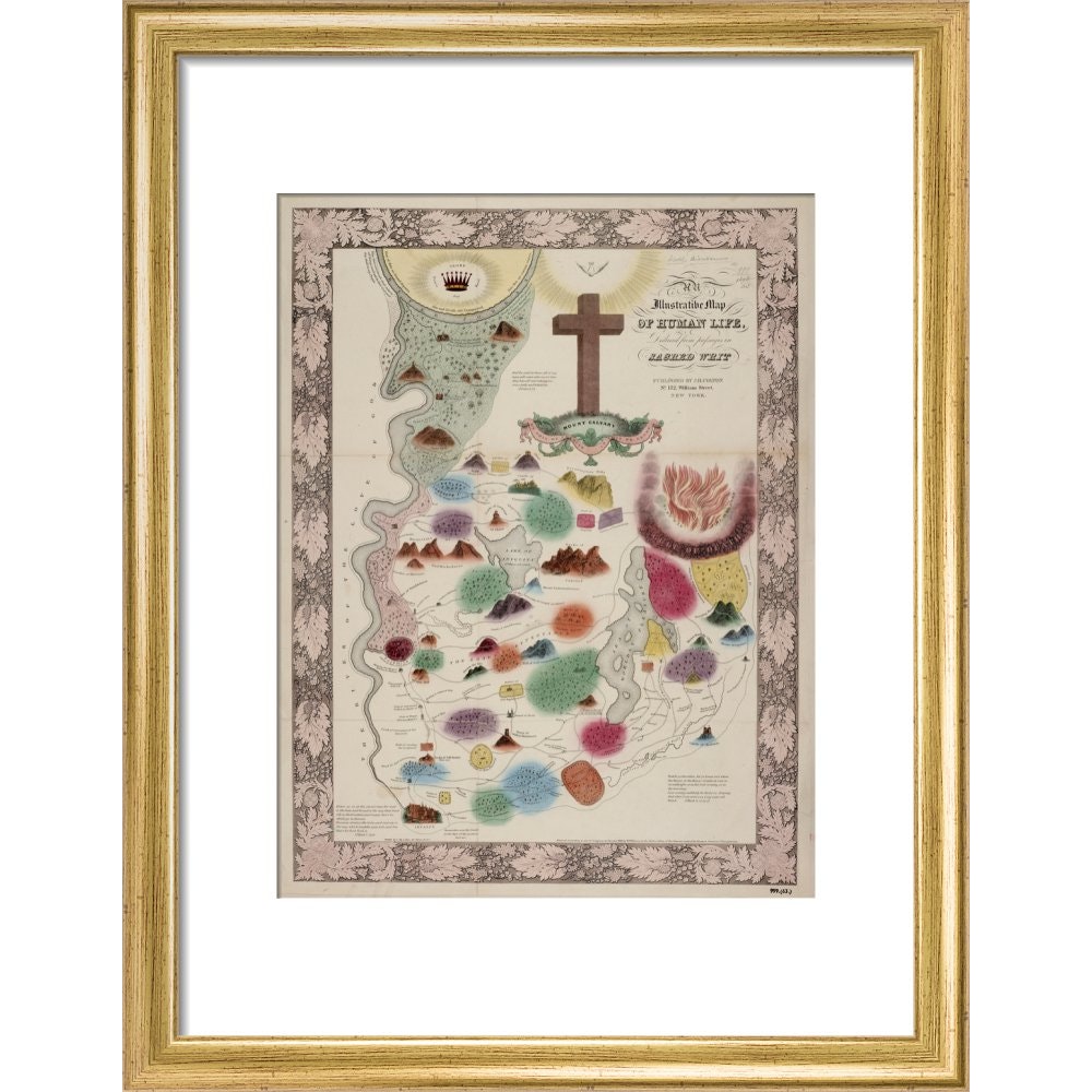 Map of Human Life print in gold frame