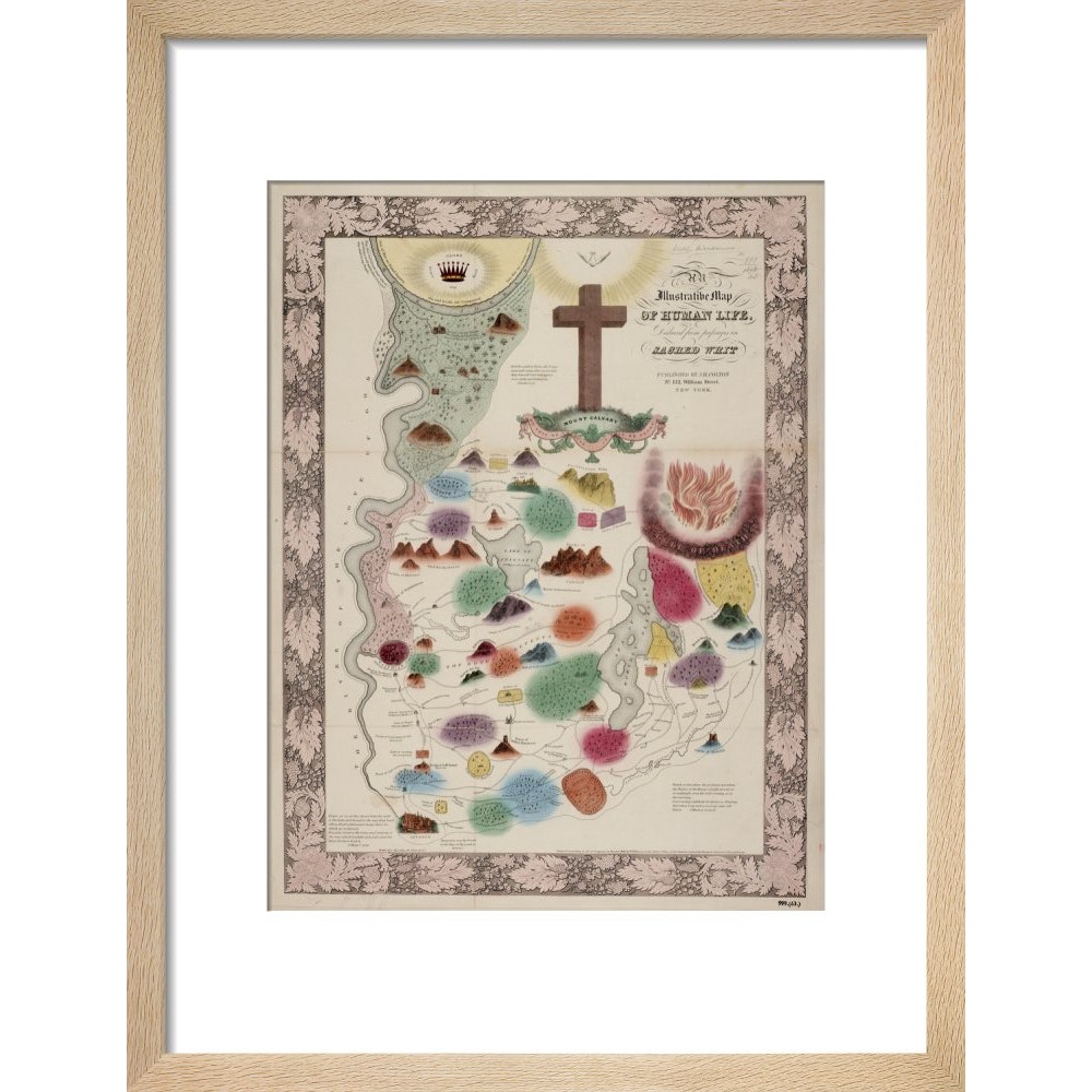 Map of Human Life print in natural frame