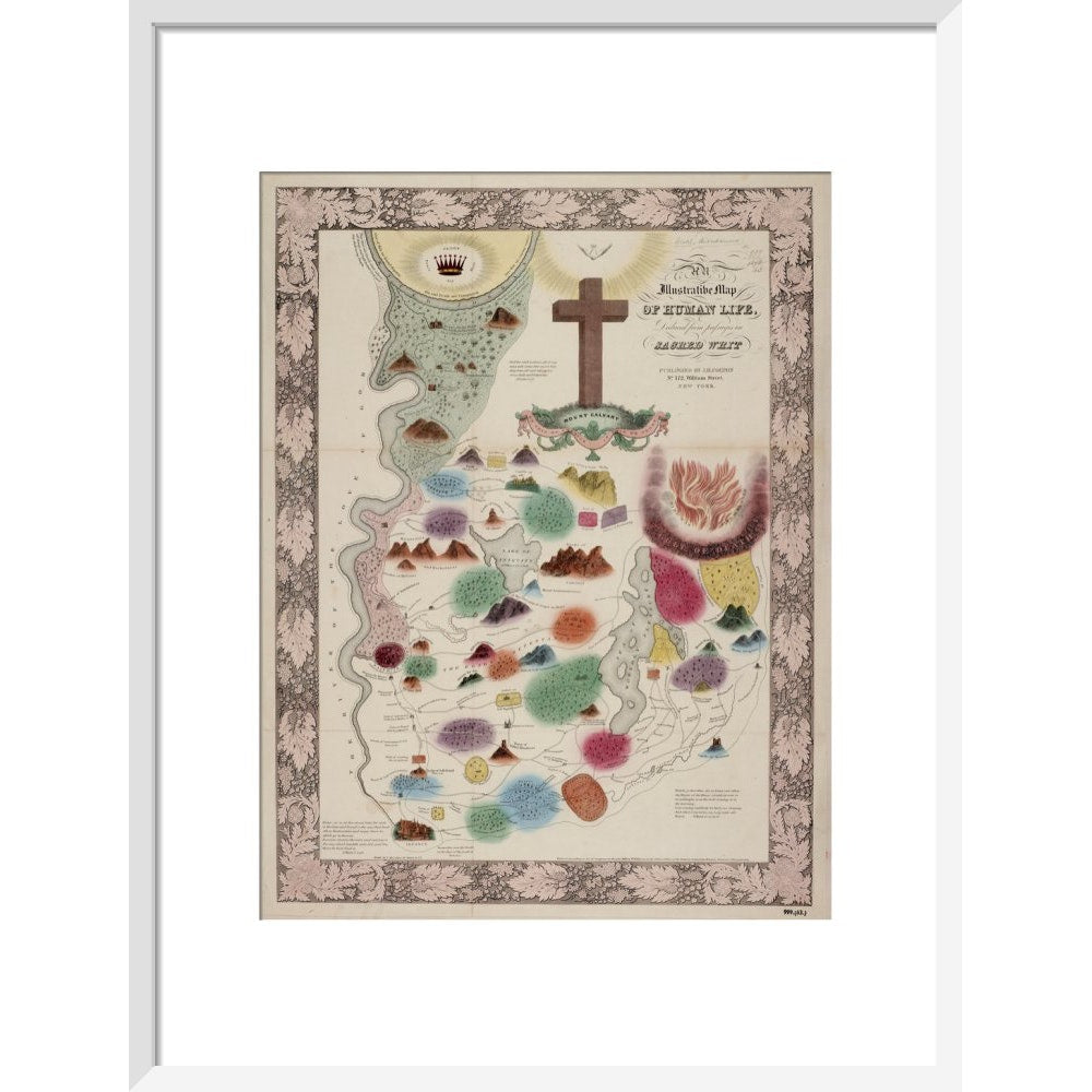 Map of Human Life print in white frame