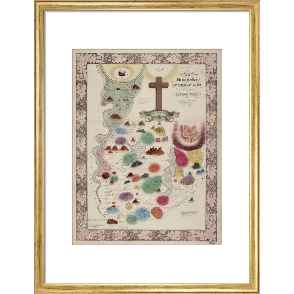 Map of Human Life print in gold frame