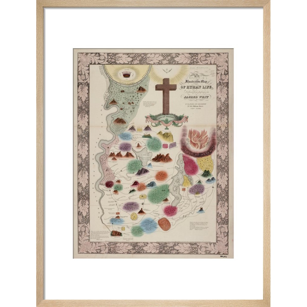Map of Human Life print in natural frame