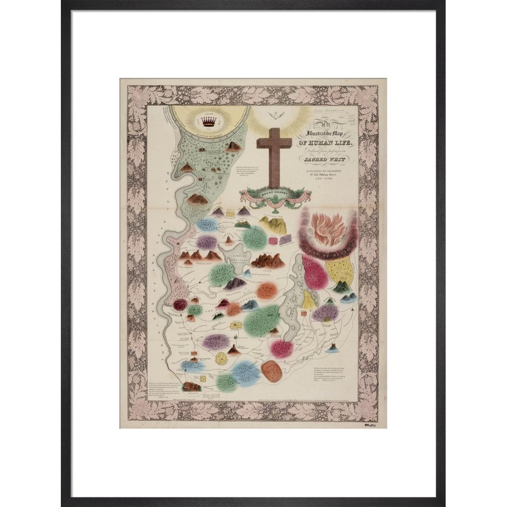 Map of Human Life print in black frame