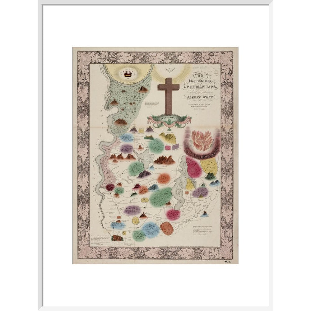 Map of Human Life print in white frame