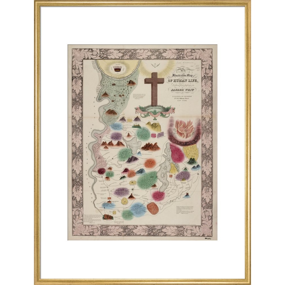 Map of Human Life print in gold frame