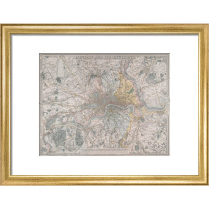 Map of London print in gold frame