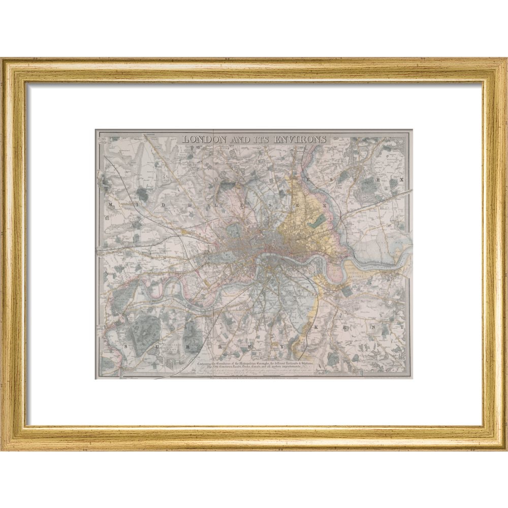 Map of London print in gold frame