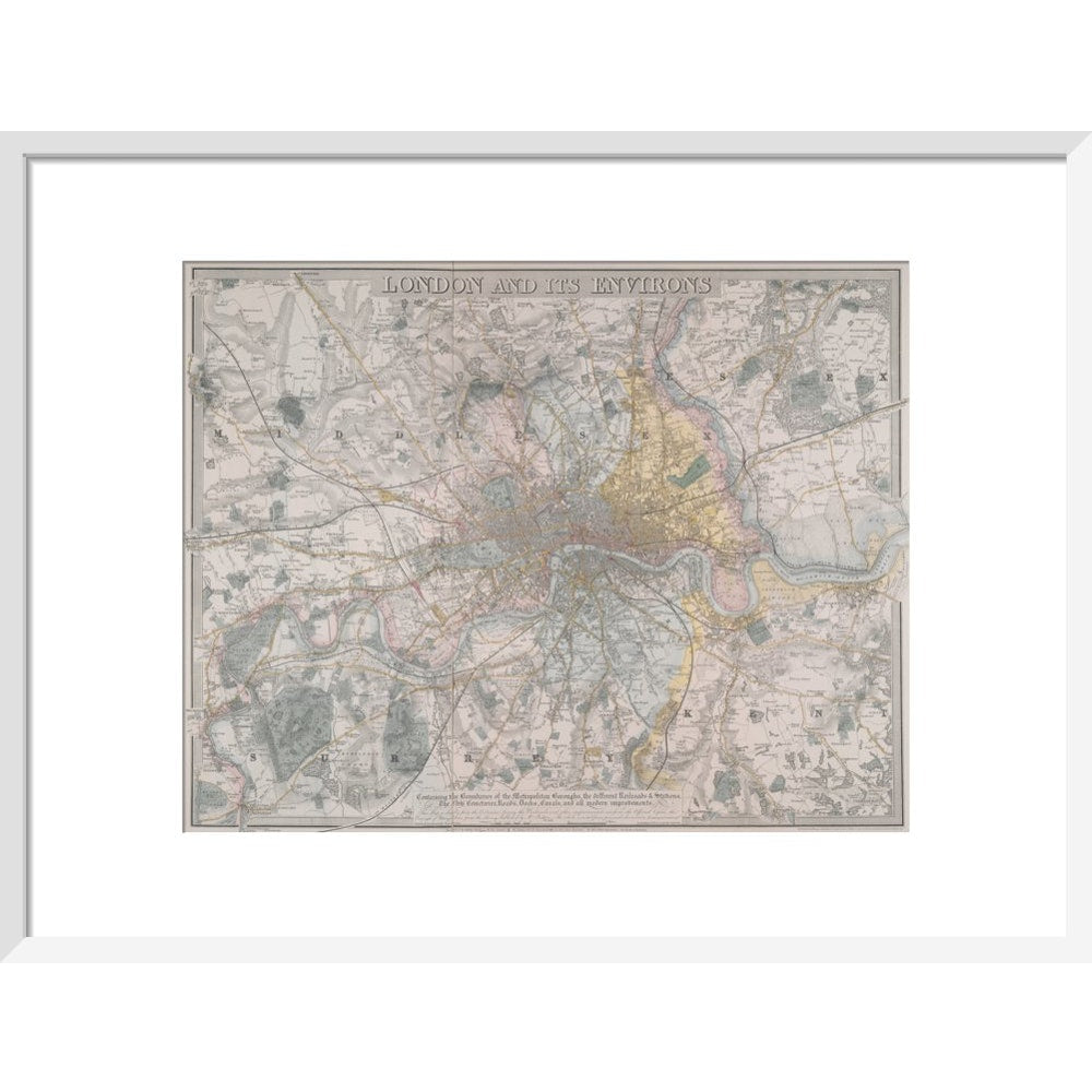 Map of London print in white frame