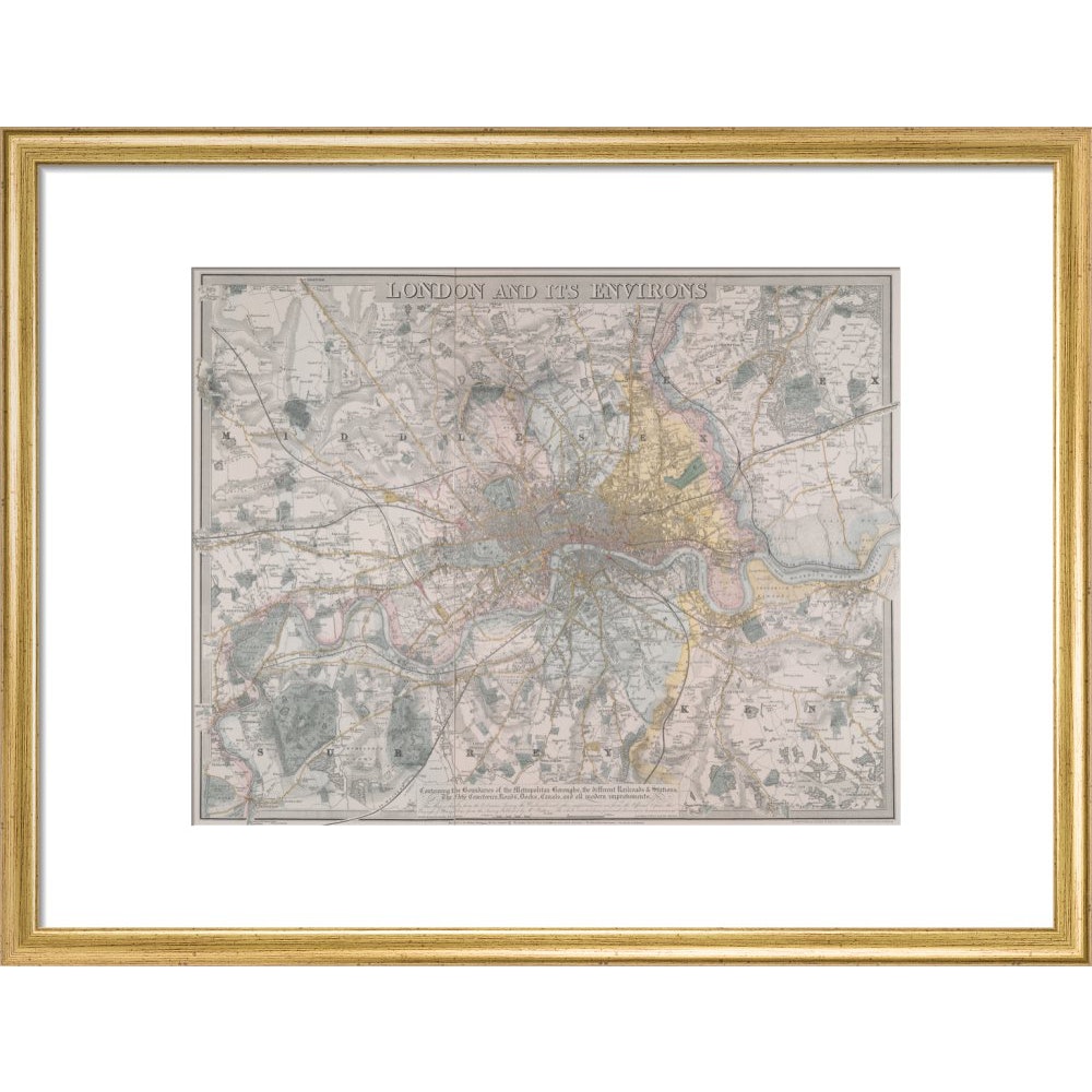 Map of London print in gold frame