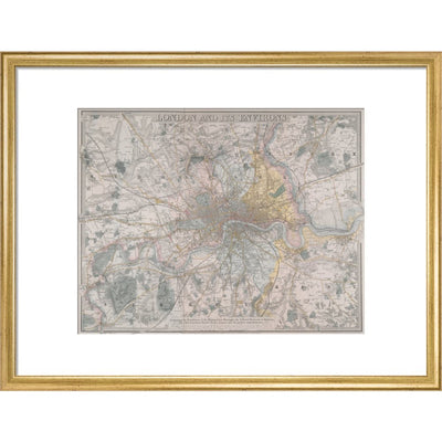 Map of London print in gold frame