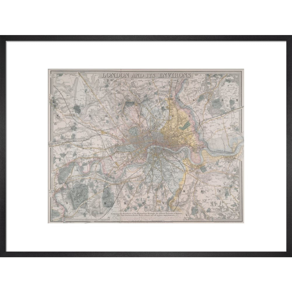 Map of London print in black frame