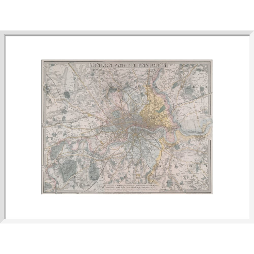 Map of London print in white frame