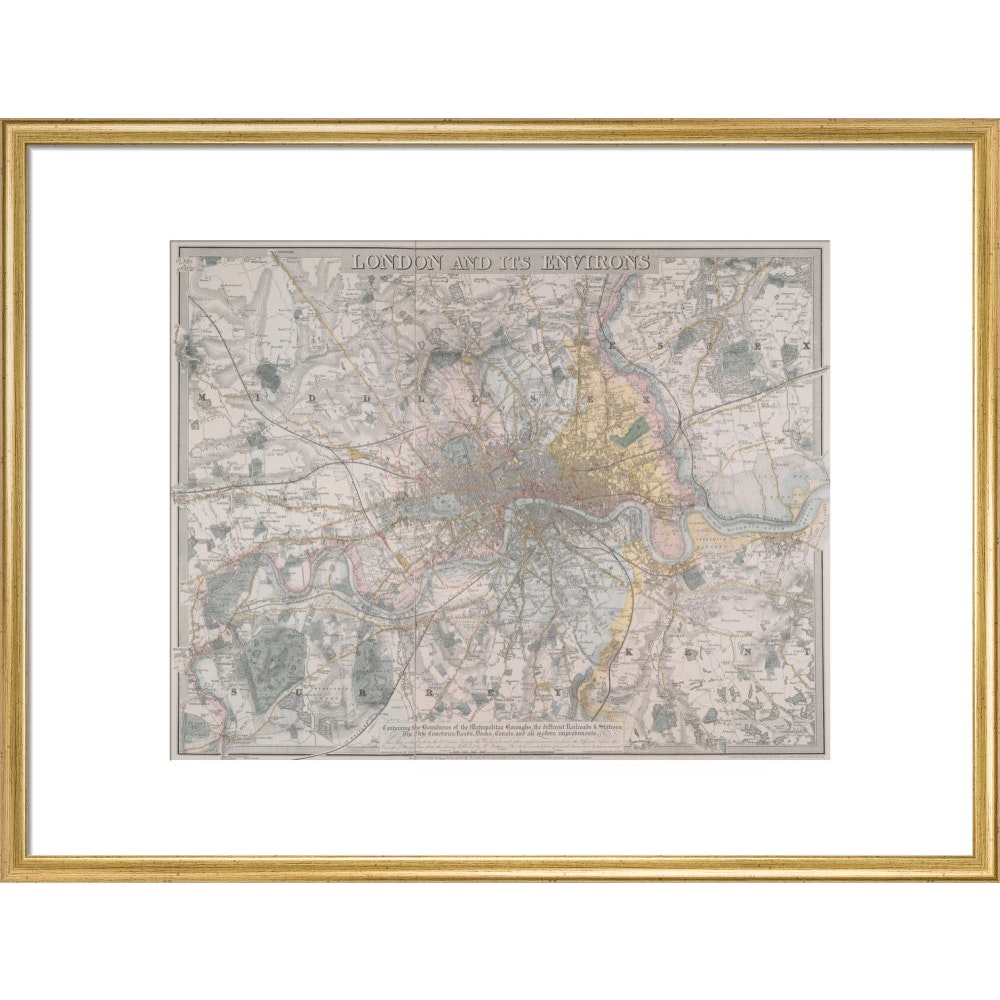 Map of London print in gold frame